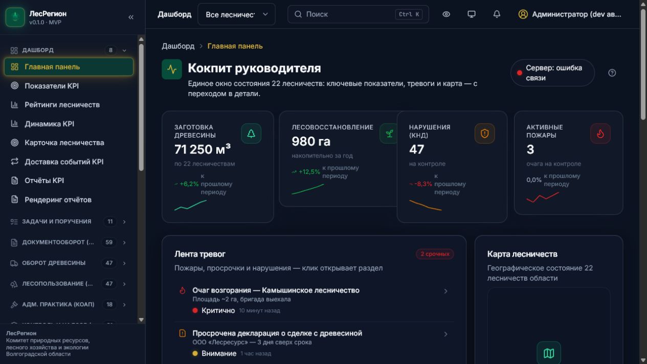 Рабочий экран системы Лес.Регион